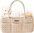 Konssy Baby Diaper Caddy Organizer, Braided Quilted Design with PU Handles