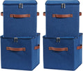 4PCS Storage Cubes with Lids Cotton Linen Fabric Bins Boxes