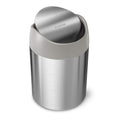 simplehuman Mini Countertop Trash Can, 1.5L / 0.4 Gallon Compact Vanity Trash Can, Balanced Swing Lid, Brushed Stainless Steel