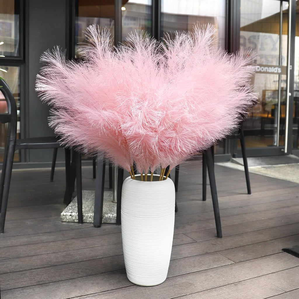 Ouddy Decor 8 Pcs 38''/97cm Tall Faux Large Pampas Grass Decor, Pink