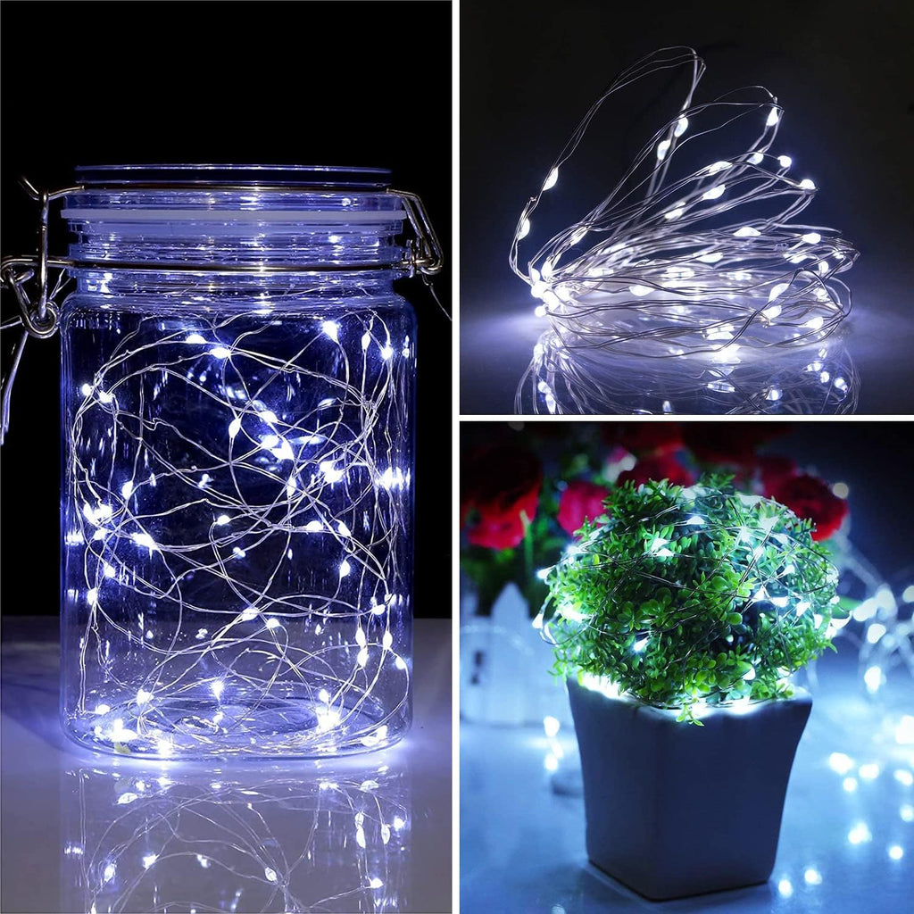 Blingstar USB Powered Fairy Lights, 2 Pack 33Ft 100 LED, Flexible Silver Wire, Mini String Lights for Christmas Tree/Bedroom/Camping/Dorm Indoor Decoration, Cool White