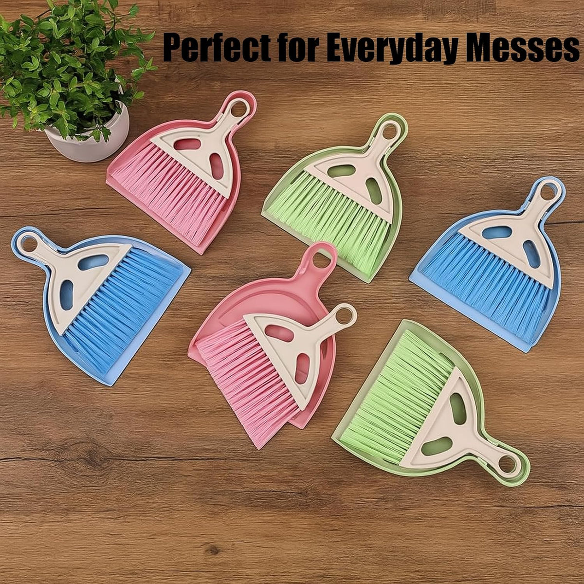 6 Pcs Small Dustpan and Brush Set, Portable Compact Mini Broom and Dust Pan