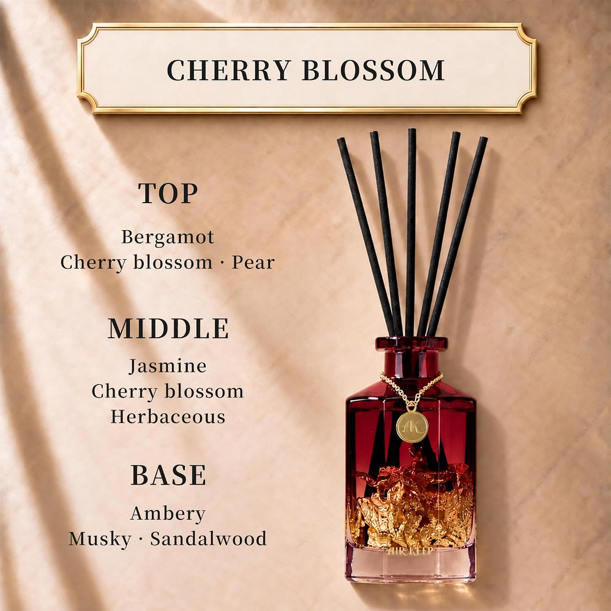 Airkeep Cherry Blossom Reed Diffuser Set, 6.09 fl oz