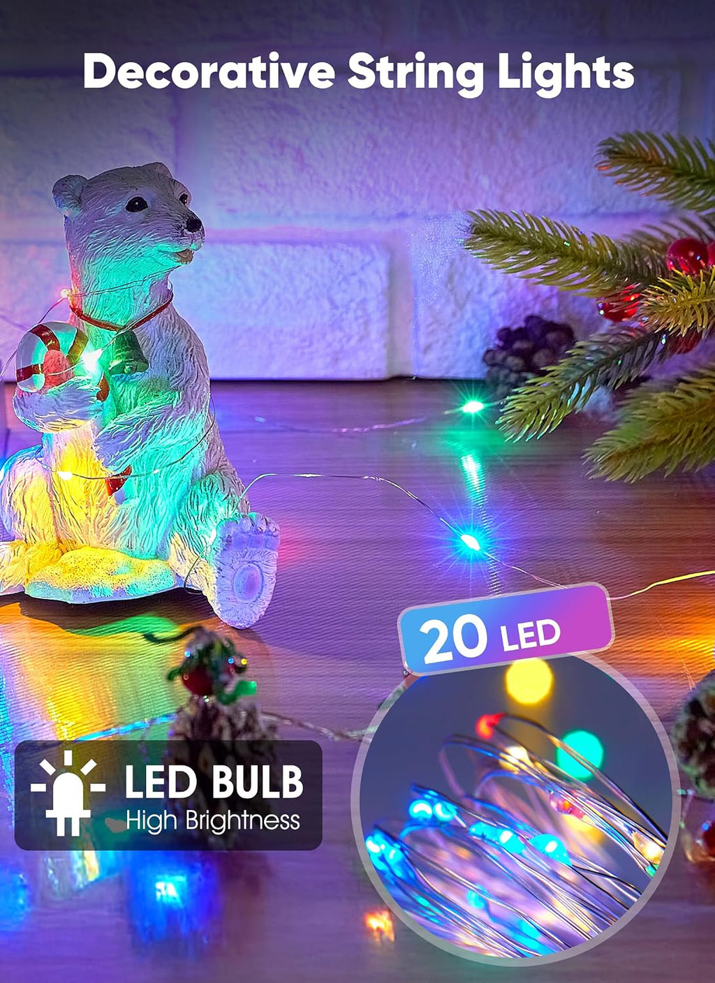 Brightown 12 Pack Multicolor Fairy Lights for Holiday Decor