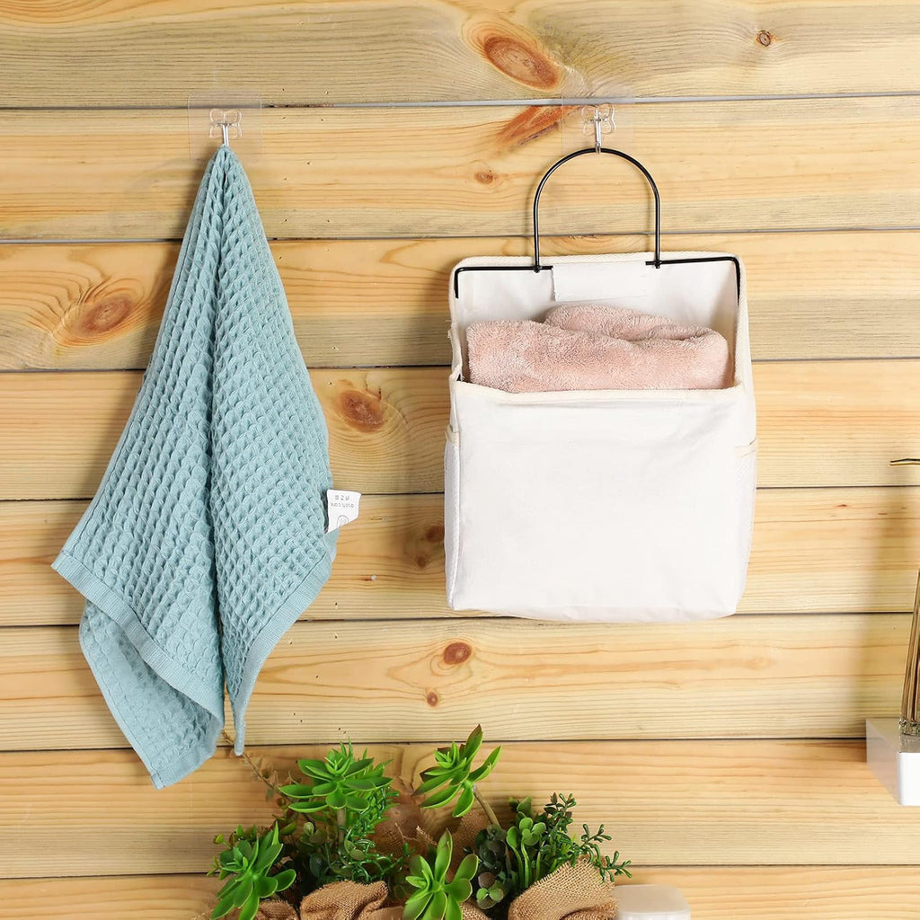 Chumia 6 Pack Wall Hanging Storage Basket Closet Hanging Storage Bag, White