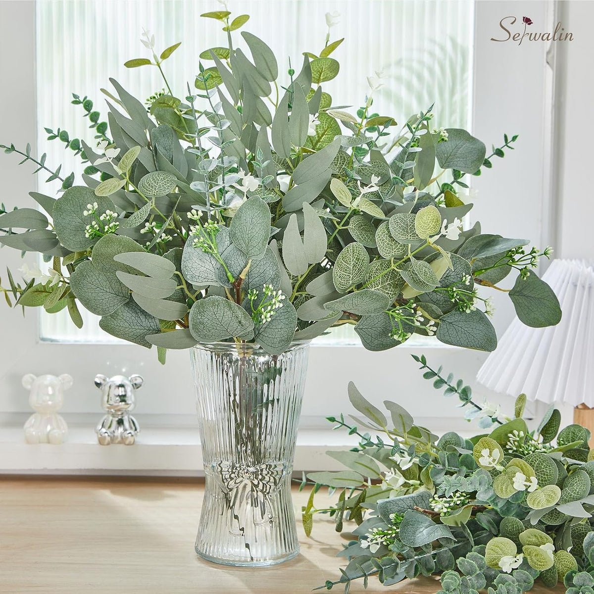 Serwalin 70PCS Mixed Eucalyptus Stems, Greenery Stems for Centerpieces