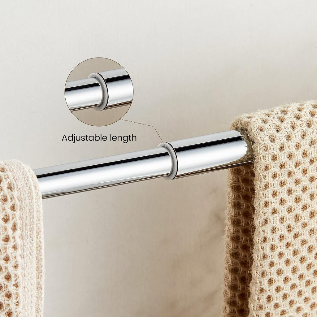 WOLIBEER Crystal Towel Bar,Chrome Towel Holder Adjustable Towel Rack Rod Expandable Stainless Steel Bathroom Accessories Wall Mounted