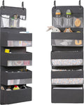 Jay-Chi Over Door Hanging Organizer Storage - 7 Large Pockets Closet Bathroom Organizer Perspective Window Wall Mount Rack for Clothes Sundries(Grey)