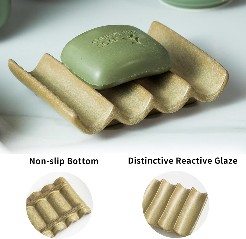 Soap Dish Bar Sponge Soap Holder for Shower, Self Draining Water Soap Saver Keeper for Bathroom and Kitchen, Yellow (Pack of 2)