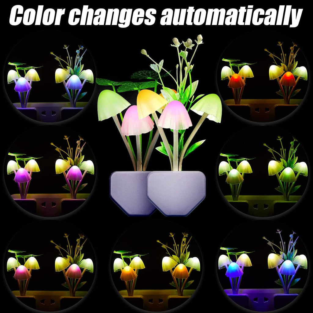 Mudder 6 Pack Plug in LED Mushroom Night Light, Water Plants, Lotus Leaves