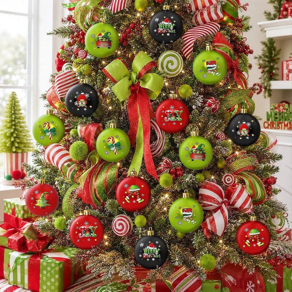 16Pcs Double-Sided Christmas Balls Tree Ornaments Set Decorations Baubles