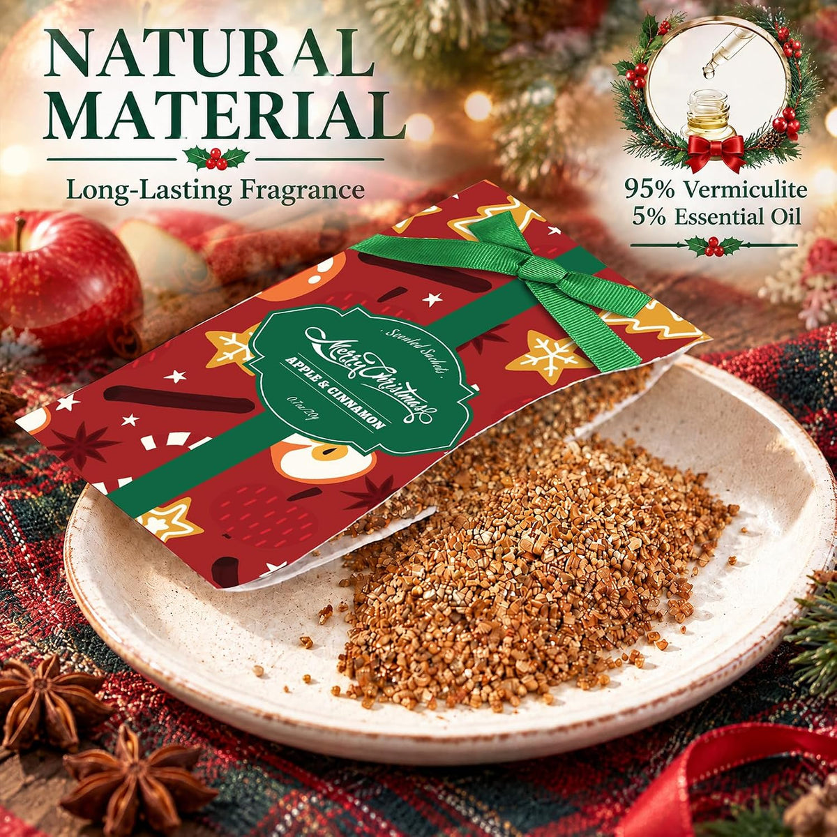 STRN Christmas Scented Sachets, 6 Large Hanging Sachet for Drawer & Dresser