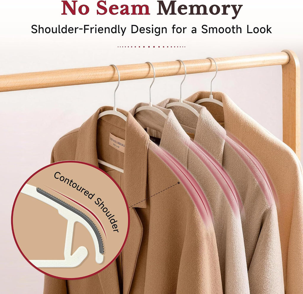 30 Pack Slim Plastic Clothes Hangers, Ultra-Slim Non Slip Rubber Pad