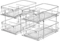 2 Set, 2 Tier Clear Organizer with Dividers for Cabinet, Shlef, Counter - MultiUse Slide-Out Storage Container - Kitchen, Pantry, Medicine Cupboard Bins, Bathroom, Vanity Makeup, Under Sink Organizing