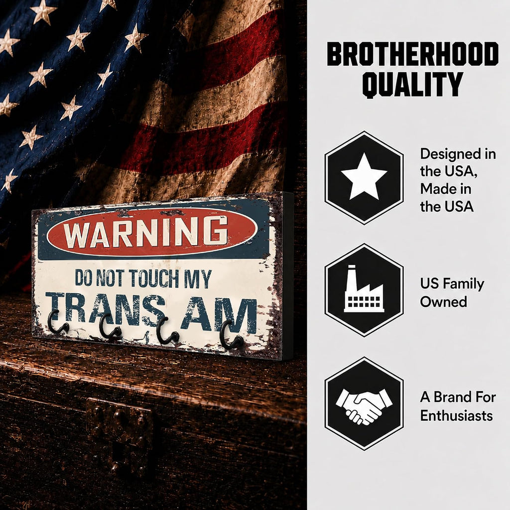 Compatible with Trans Am Warning Do Not Touch My Trans Am Rusty Grunge Old Antique Design Key Hanger Organizer Wall Mount Rack For Holders Home Keys Ring Decorative Hangers Decor Hook Holder