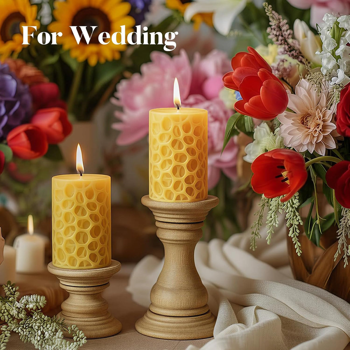 Ashlux Beeswax Pillar Candles 3x4 inch, 100% Pure Beeswax Candles
