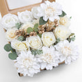 Artificial Flowers Combo, Fake Flowers for DIY Tables Centerpieces Baby Shower Bridal Shower Wedding Bouquet Arrangements Party Candle Holder Cake Decor Flower Home Decorations White