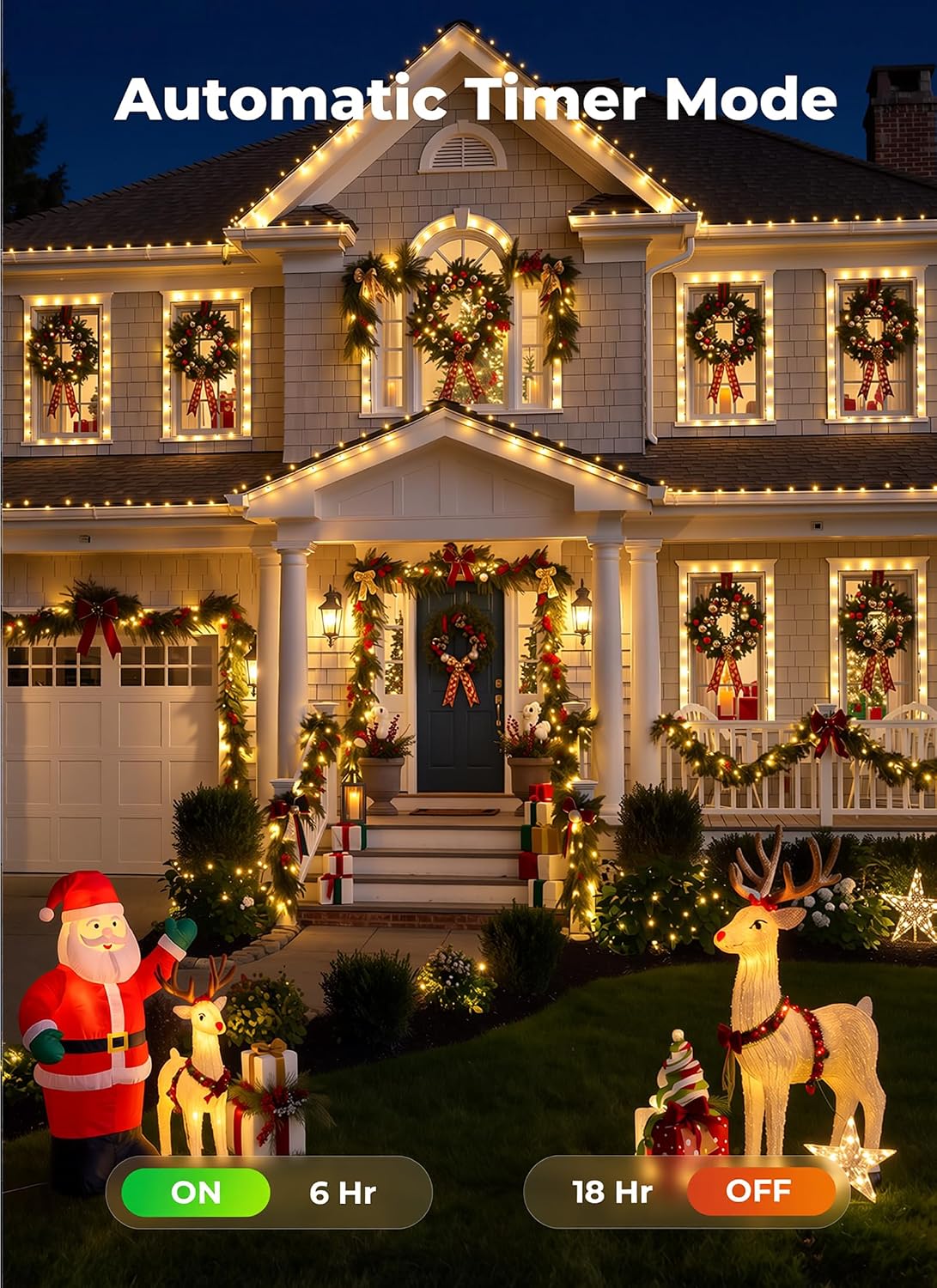 Brightown Battery Operated Christmas Lights, 4 Pack Total 100 LED 71.2Feet