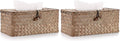 Sumnacon Tissue Box Cover Rectangle Tissue Box Seagrass Tissue Box Holder Woven Tissue Holder Decorative Tissue Cover for Bathroom Tissue Box Cover Rectangular for Home Office Table Coffee (Pack of 2)