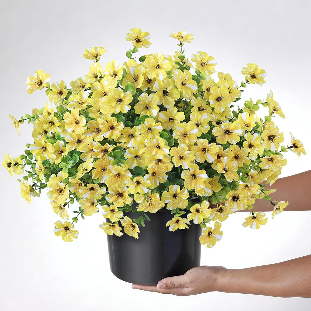 2Set Artificial Eucalyptus Flower Topiary Tree for Front Porch(Yellow)