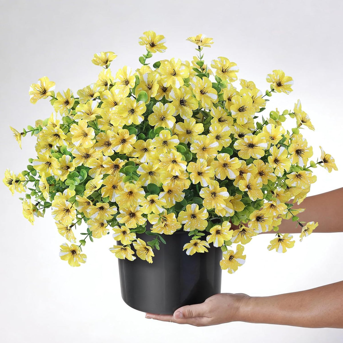 2Set Artificial Eucalyptus Flower Topiary Tree for Front Porch(Yellow)