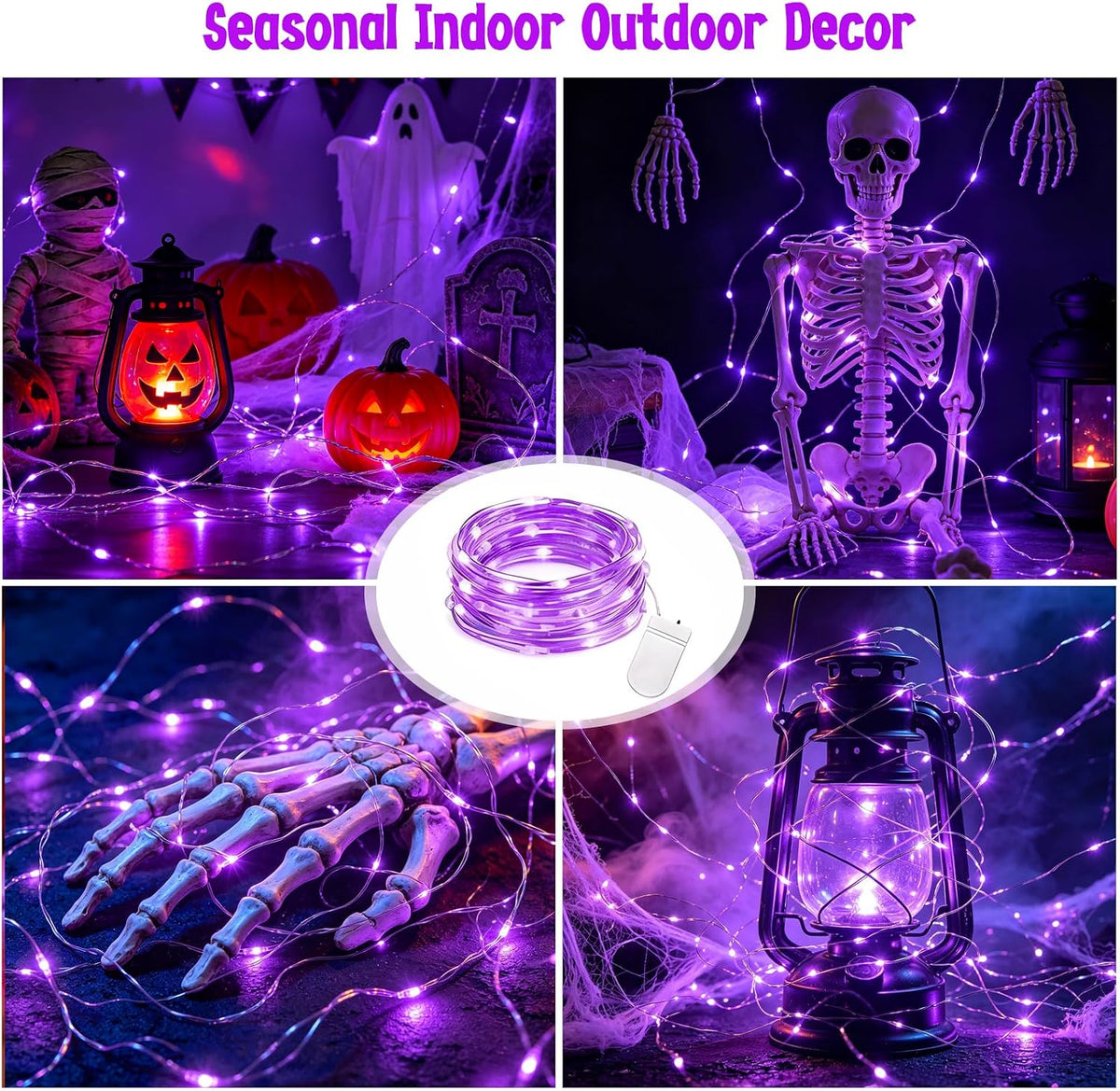 12 Pack Purple Fairy Lights Battery Operated, 10 ft 30 LEDs String Lights