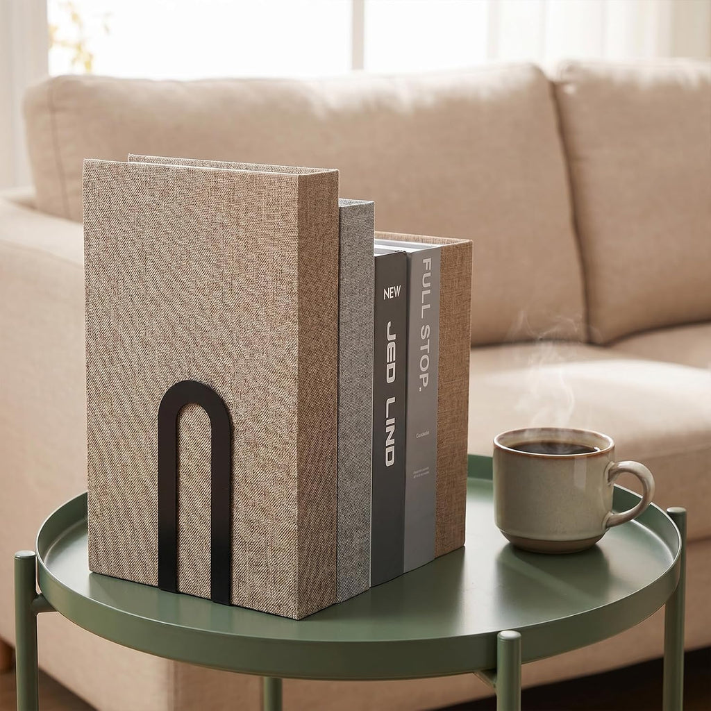 6 Pcs Modern Metal Bookends for Shelves, Metal Small Book Ends Book Shelf Organizer Minimalist Book Ends for Books/Movies/CDs, Decorative Bookends for Home Office, 5.5 x 3.75 x 2.25inch (Black)