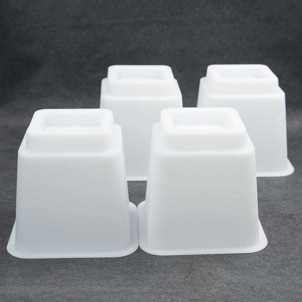 HomeRoots Adjustable Bed Furniture Risers, Heavy Duty Plastic 3", 5" or 8" White Risers for for Bed and Sofa - Set of 4 - Holds up to 1300LB