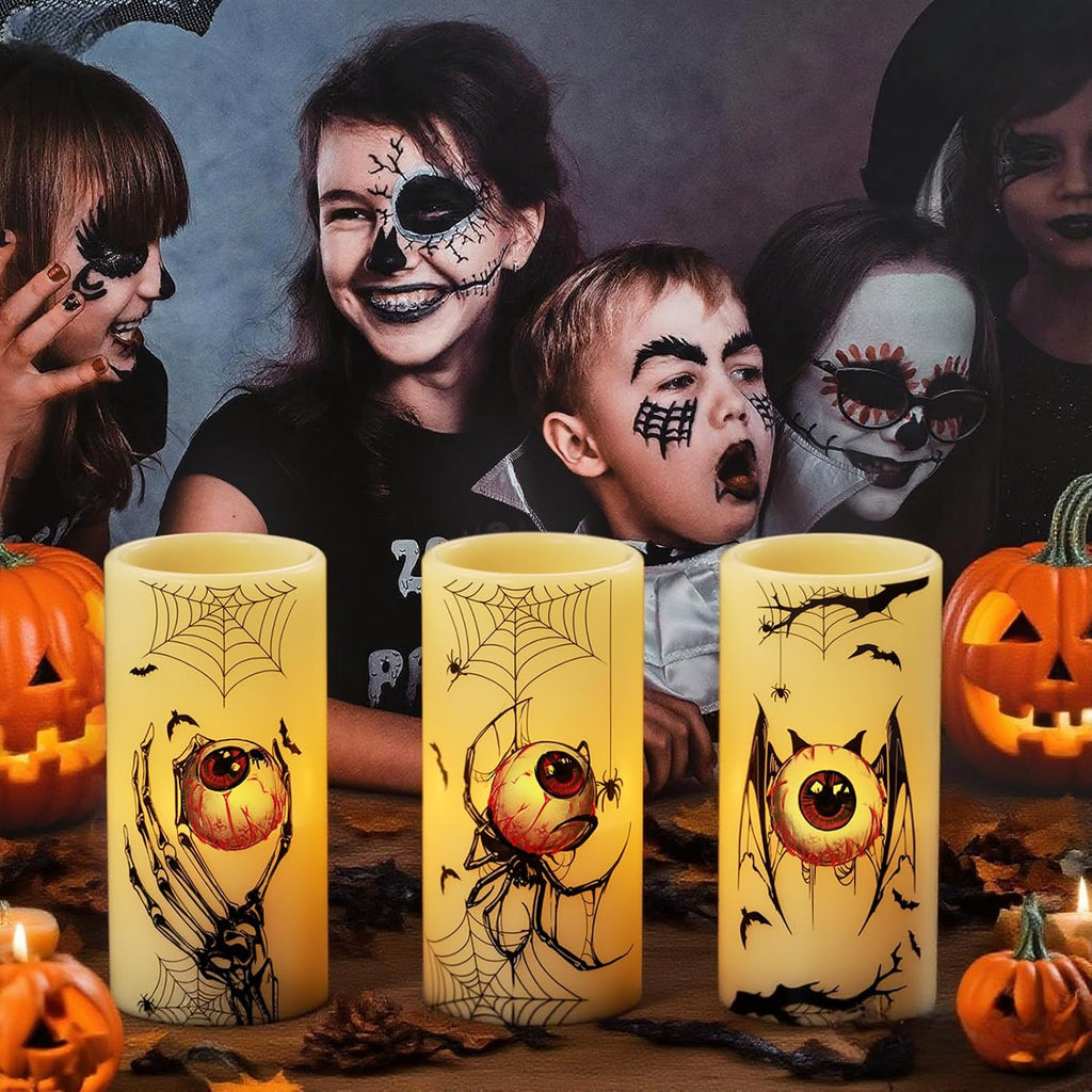 Spooky Halloween Flameless Candles Battery Operated with 6H Timer