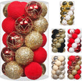 25PCS 2.36In Velvet Red/Gold Christmas Ball Tree Ornaments Decorations Set