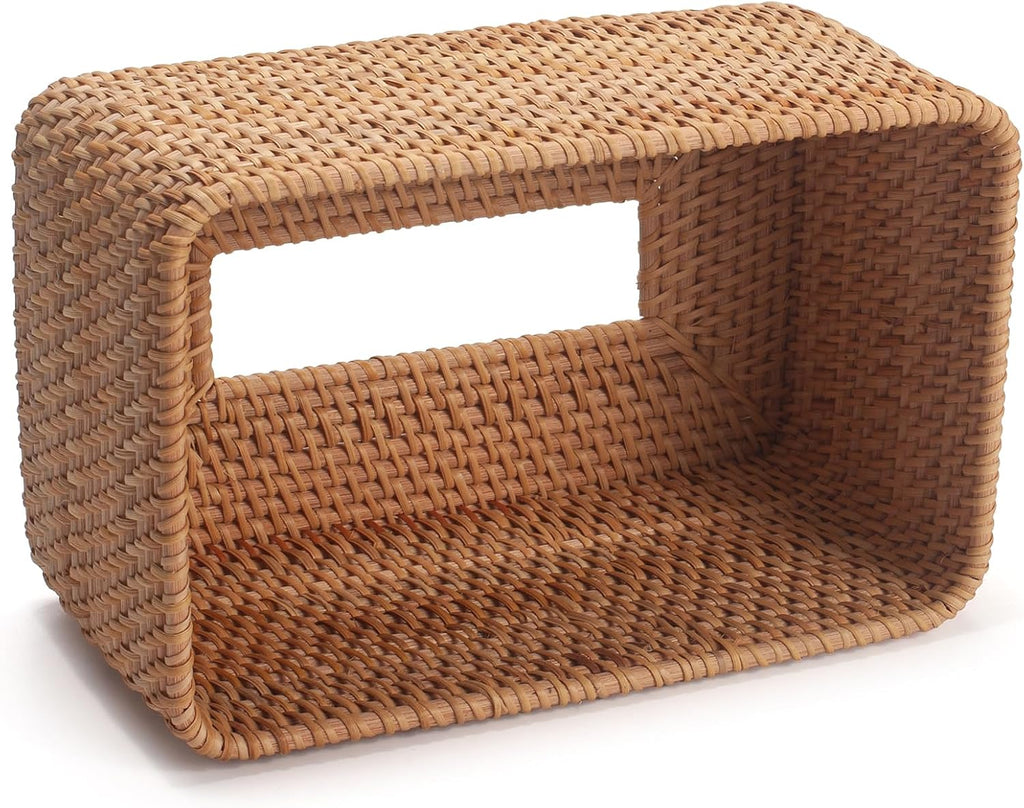 Rattan Tissue Box Cover, Rectangle Wicker Tissue Box Holder, Boho Tissue Box Cover for Living Room, Bathroom, Kitchen, Bedroom, 10.2 x 6.2 x 5.3 inch, Natural