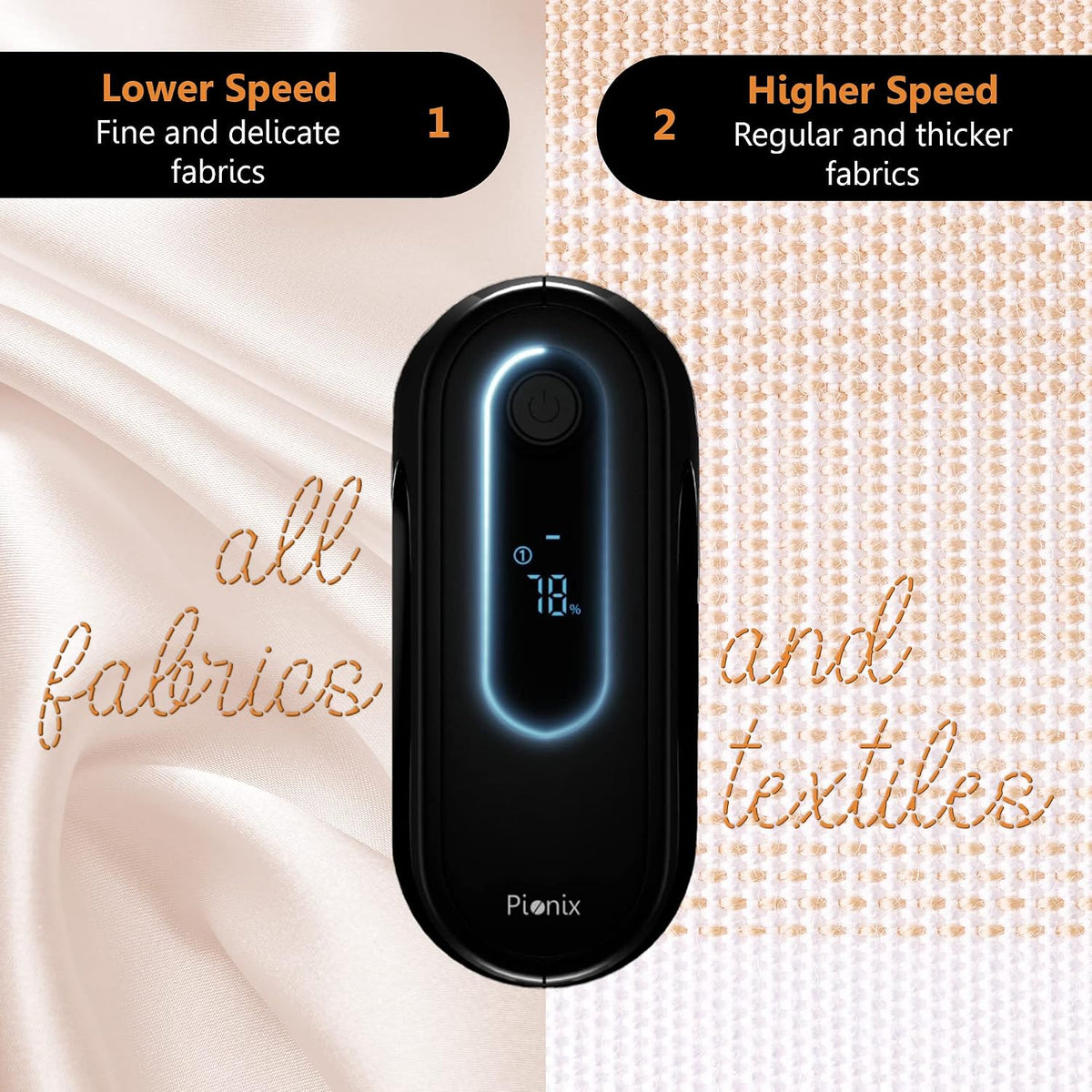 Pionix Fabric Shaver, Sweater Shavers to Remove Pilling, High-Perf Defuzzer, Rechargeable Electric Lint Shaver for Fuzz and Lint Balls from Clothing, Upholstery 2000mah Battery (Charcoal Black)