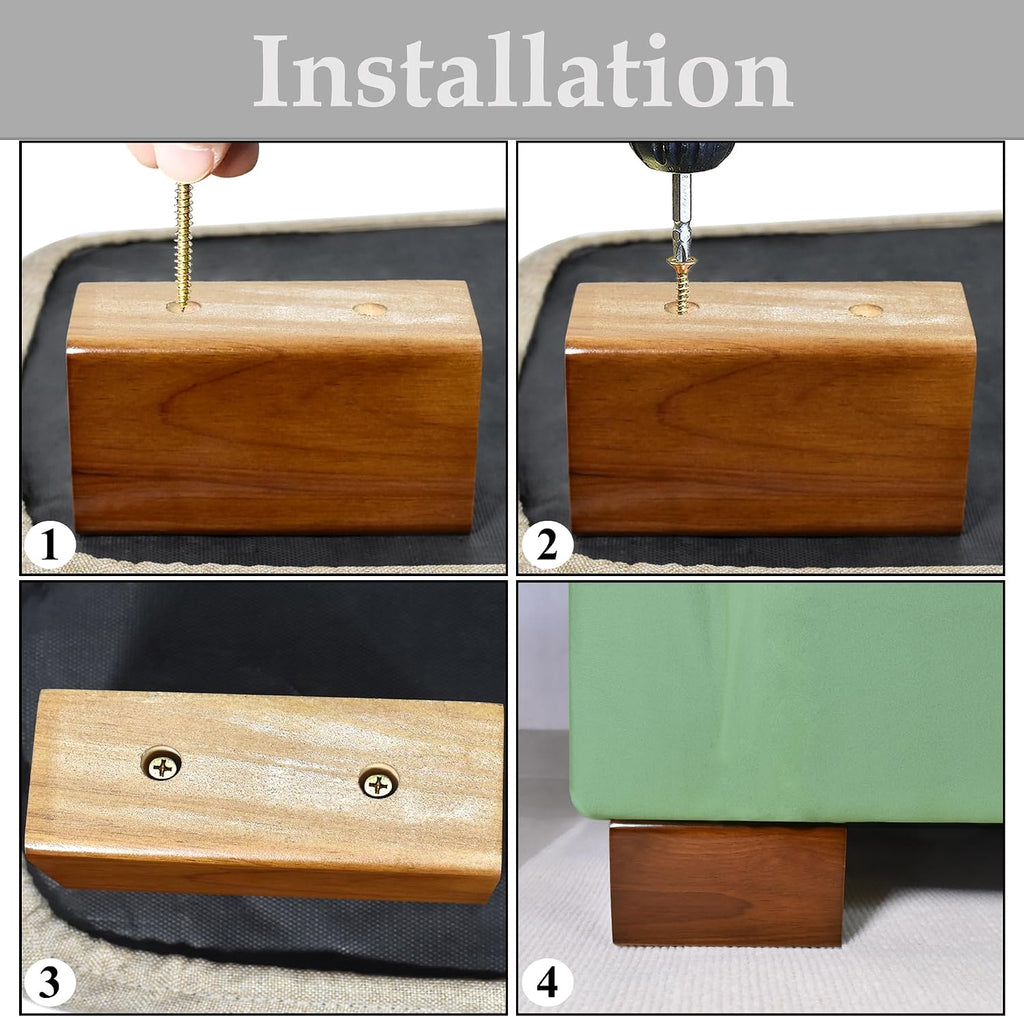 Wood Bed Risers (Brown, 3 inch)