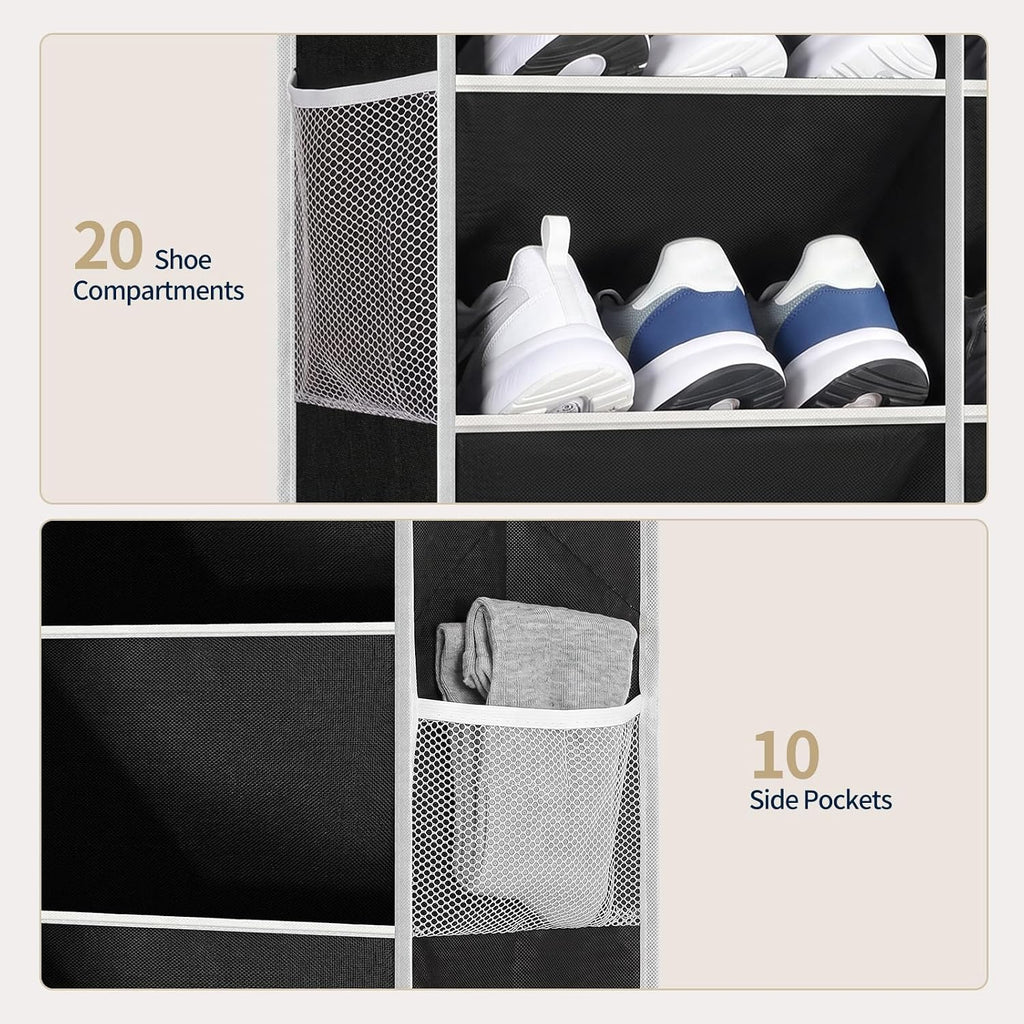 Yecaye Over the Door Shoe Organizer, 10-Tier design, Holds 30 Pairs, Black