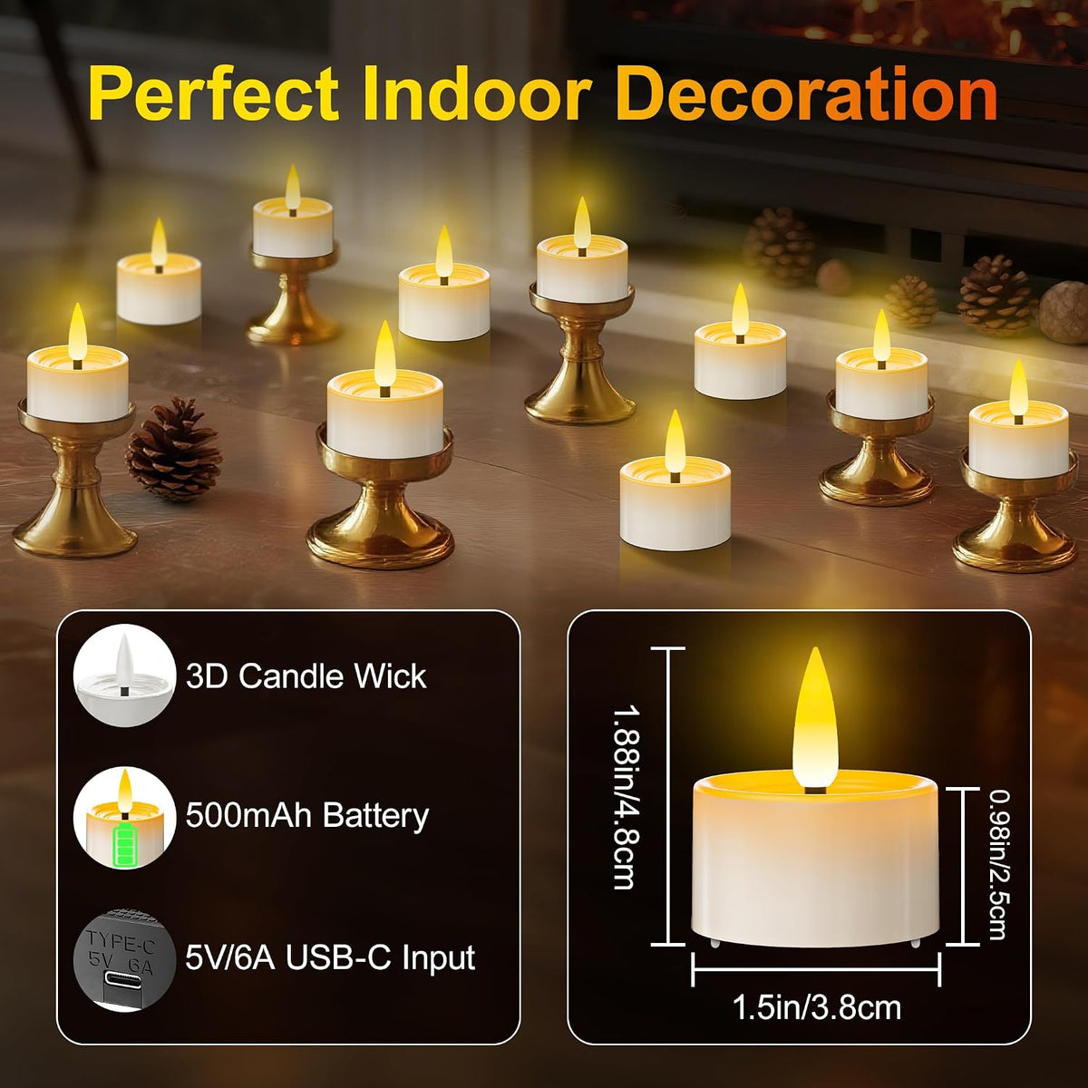 Rechargeable Tea Lights 12 Pack with Remote & Timer, Magnetic Charging Base