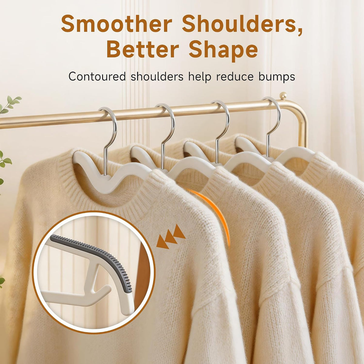 Sishynio 20 Pack White Short Neck Plastic Clothes Hangers, Slim, Non-Slip