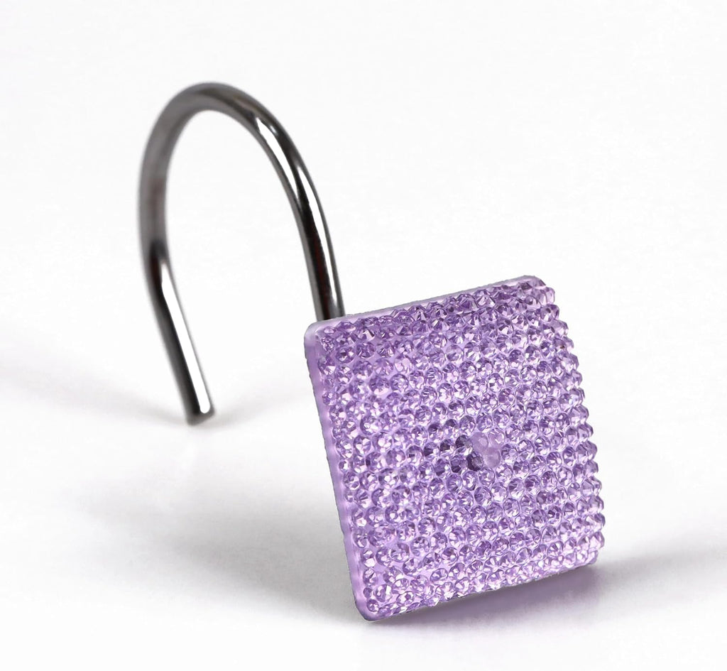 Purple Bling Shower Curtain Hooks: Lavender Christmas Curtain Rings,12Pcs