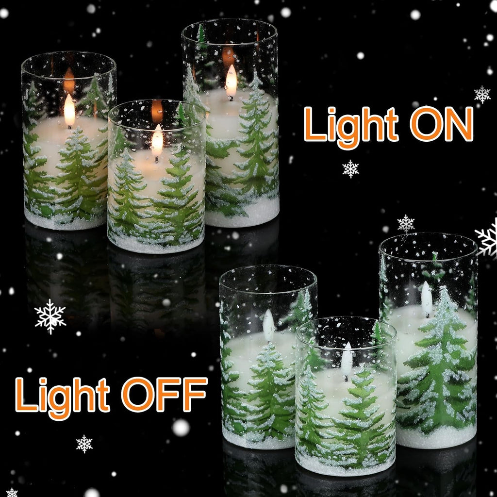 Eldnacele Christmas Tree Flameless Candles Glass with Remote and Timer