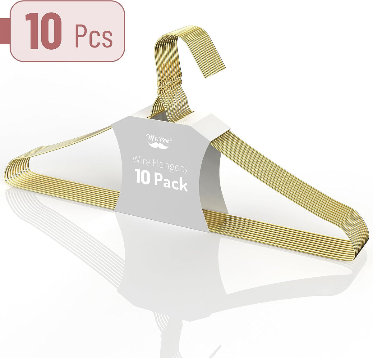 Mr. Pen- Metal Wire Hangers, 10 Pack, Gold