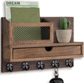 Key Holder for Wall with 5 Key Hooks and Storage Drawer