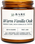 Bare Botanics 9oz Non Toxic Soy Candle Warm Vanilla Oak - 40+ Hour Burn