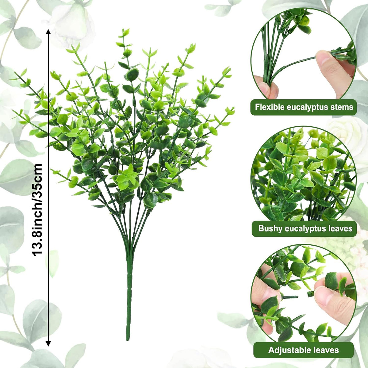 Bassion 24 Pcs Greenery Stems Fake Artificial Eucalyptus Plants Outdoors