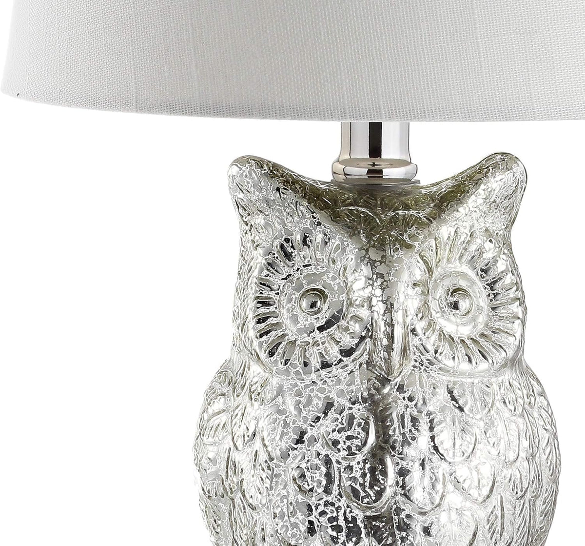 JONATHAN Y Night Owl 19" Glass Table Lamp Crystal Base, Silver/Ivory