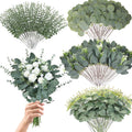 Eucalyptus Leaves Stems 200 PCS, 4 Kinds Mixed Artificial Greenery Stems for Wedding Decor Vase Floral Arrangement Centerpiece