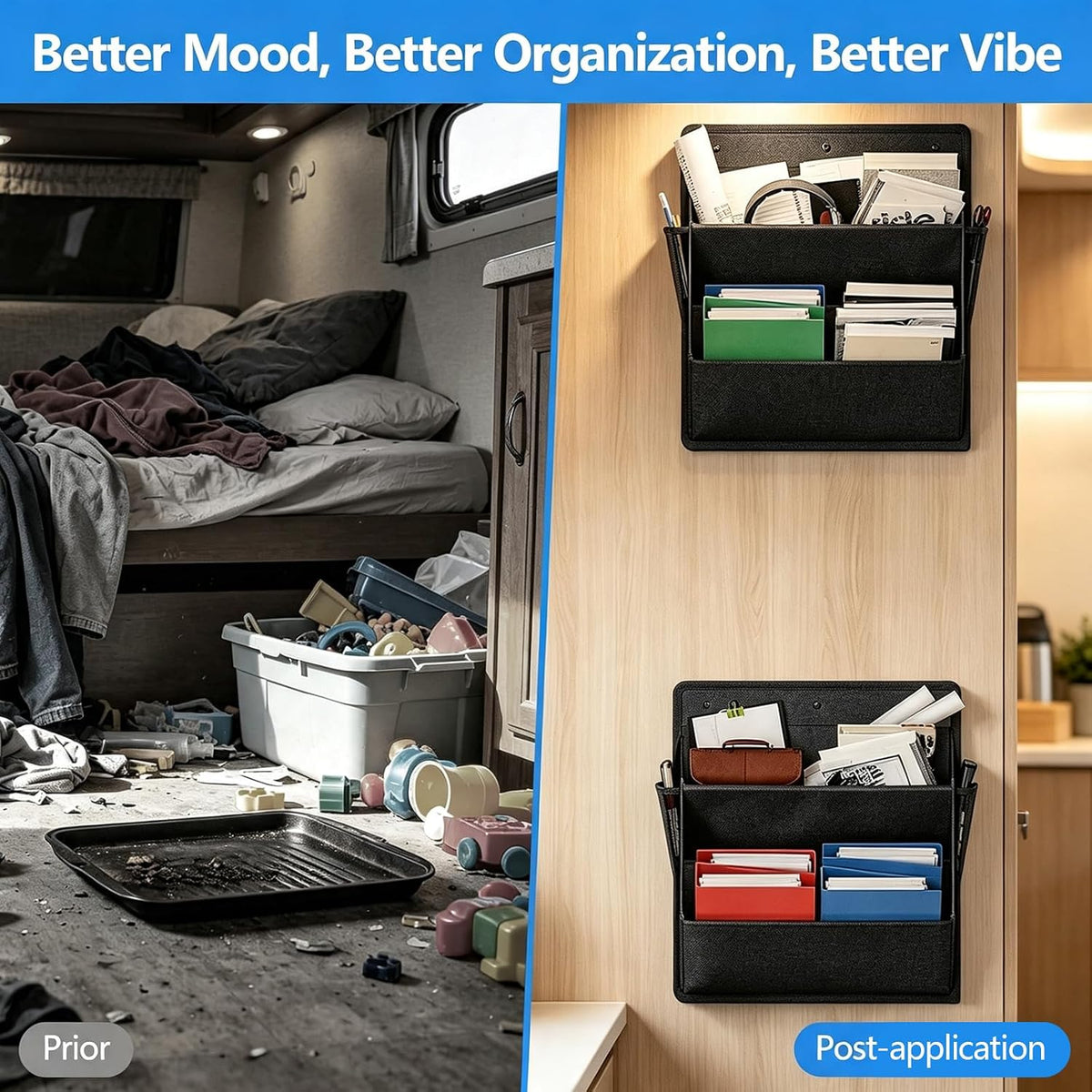 2PCS RV Shoe Storage Organizer, 16.9'' X 18.3' Wall Mounted Camper Accessories Organizer, Durable Tough Oxford Material no Punching/no Damage To The Door, Suitable Student Dormitories