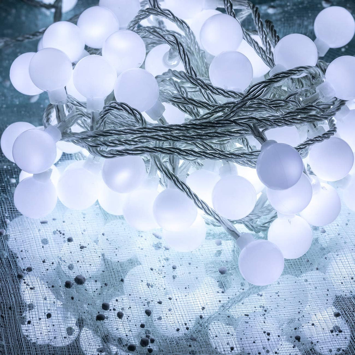 AWQ 100 LED 49 FT Globe Ball String Lights Fairy String Light Plug in White
