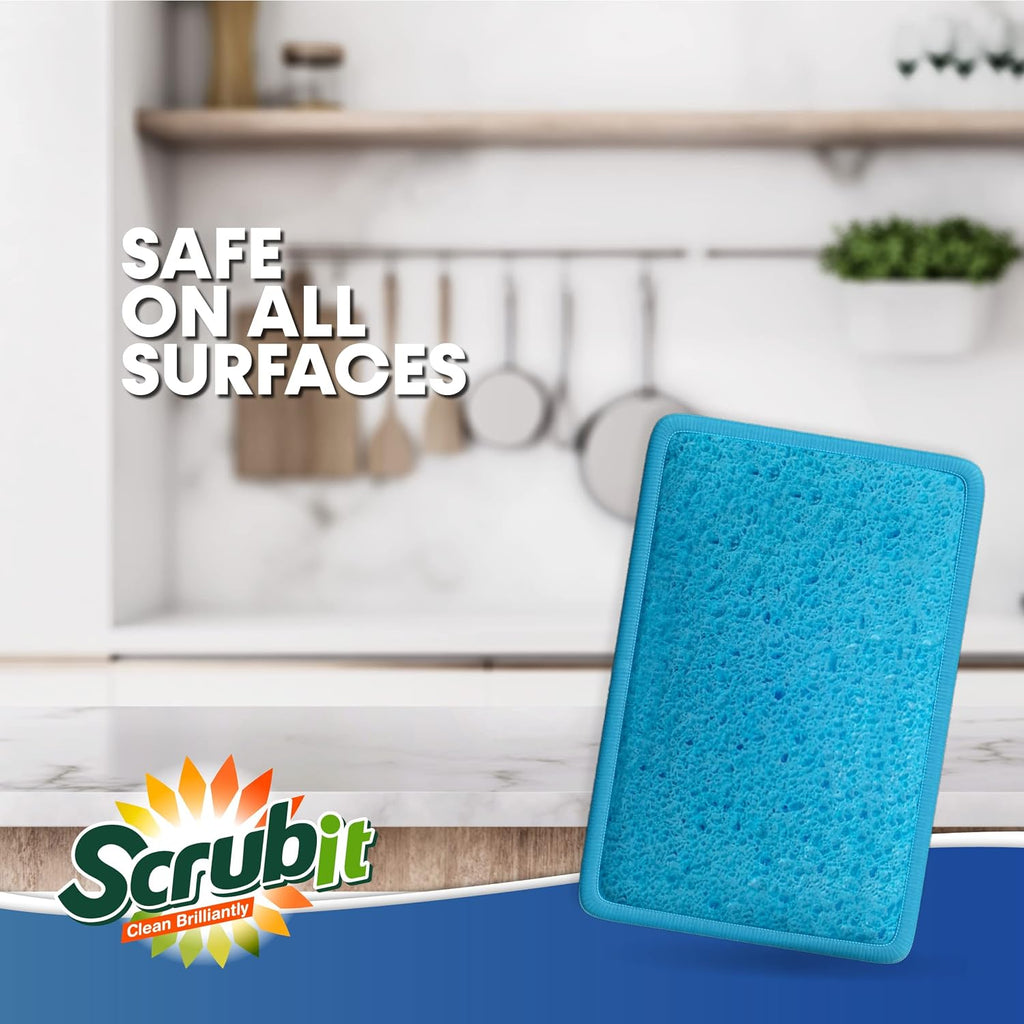 SCRUBIT - [12 Pack] Scrub and Wipe Cleaning Pads – Dual Sided Scouring Pad and Dish Sponge -Reusable Kitchen Sponge for Pots, Pans Utensils & Non-Stick Cookware - Assorted Color Dishwashing sponges