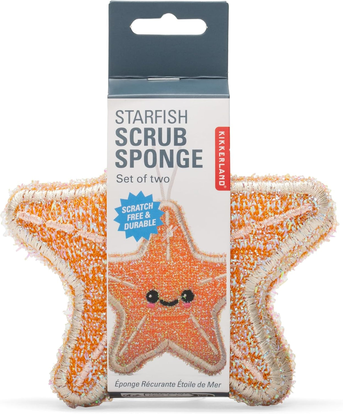 Kikkerland Starfish Scrub Sponge – Non-Scratch Sponges for Multi-Purpose Cleaning – Set of 2