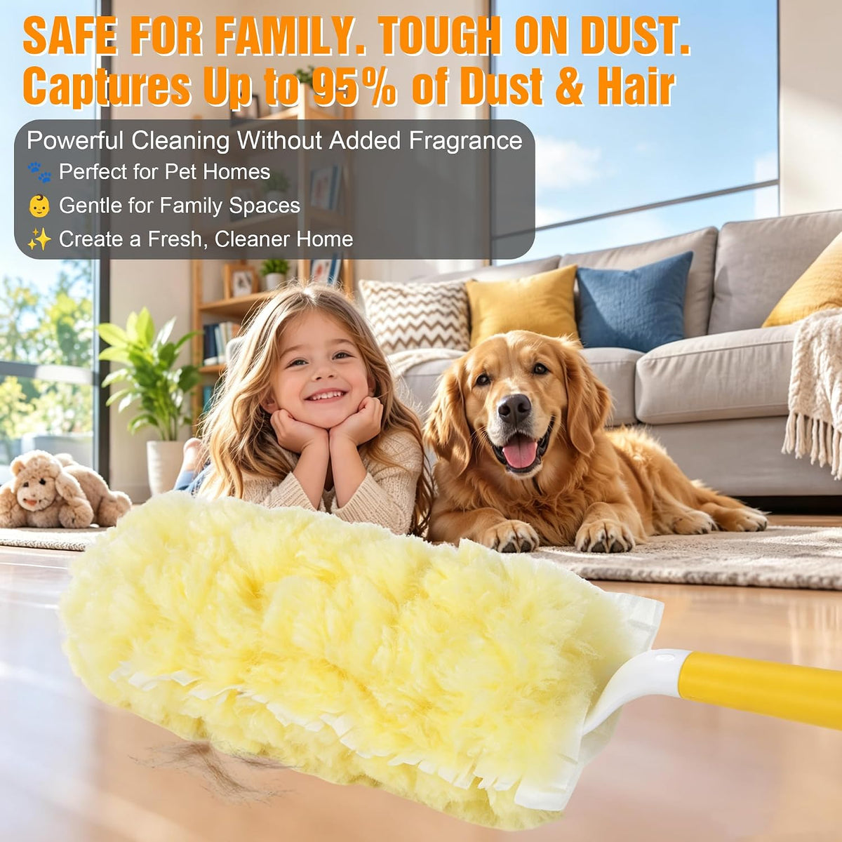 60PCS 360° Heavy Duty Duster Refills Compatible with Swiffer with 1 Handle