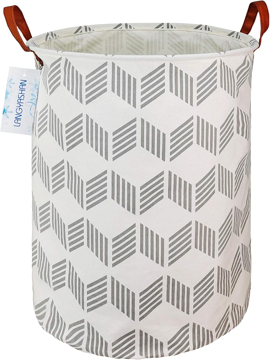 Round Laundry Basket Collapsible Storage Hamper Organizer Gery Wave